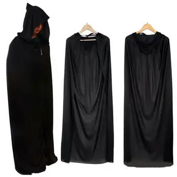 

Hooded Black Halloween Cloak Cape Wizard Vampire Witch Robe Gothic Medieval WitchCostume Fancy Dress Black Dark Anime Cosplay