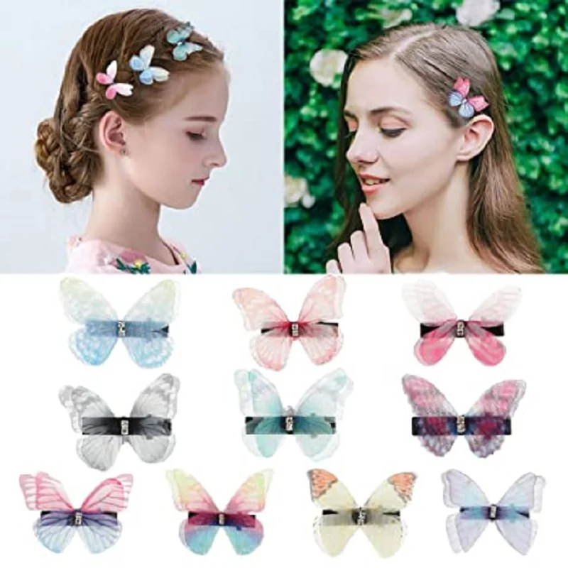10Pcs 3D Butterfly Hair Clips Hairpin Accessory Festival Party Wedding Bridal UK 