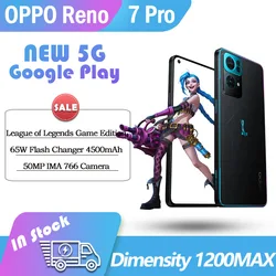 Original OPPO Reno 7 Pro League of Legends Limited 5G smartphone Dimensity 1200 Max 65W flash changer 4500mAh google 50MP Camera