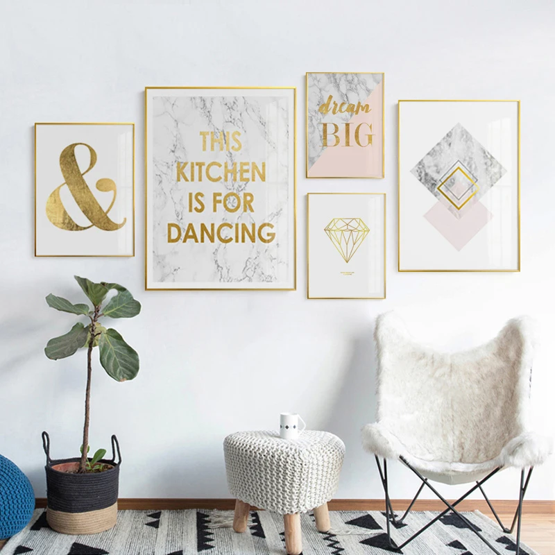 

Abstract Geometry Blending Nordic Golden Words Canvas Painting Poster Wall Pictures for Living Room Modern Decoration Decor 2-62