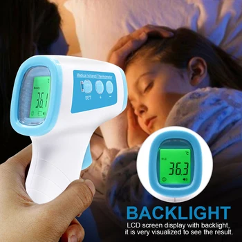 

Non-contact Digital Infrared Forehead Thermometer Screen Humidity Pyrometer Measurement Device Temperature Gun D40