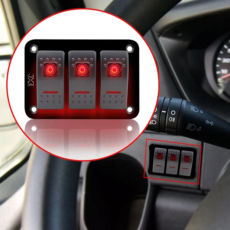 12 V-24 V 3 Gang красный кулисный переключатель Панель автомат защити цепи лодка морской Водонепроницаемый