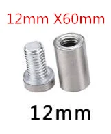 12mm X60mm 10 шт.! Профессиональная реклама, гвозди противостояние болт из нержавеющей стали зеркало стекло стены поддержка крепежные винты Декор оборудования - Цвет: 12mm X60mm