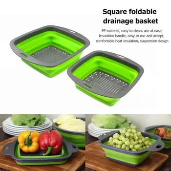 

Silicone Retractable Drain Basket Hangable Design Non-slip Bottom Fruits Vegetable Washing Colander Kitchen Storage Gadgets
