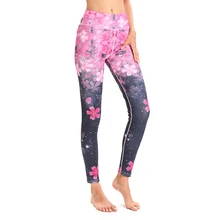 Прямая поставка женские колготки Леггинсы для йоги фитнес леггинсы с принтом вишневых цветов брюки с высокой талией пуш-ап персиковый