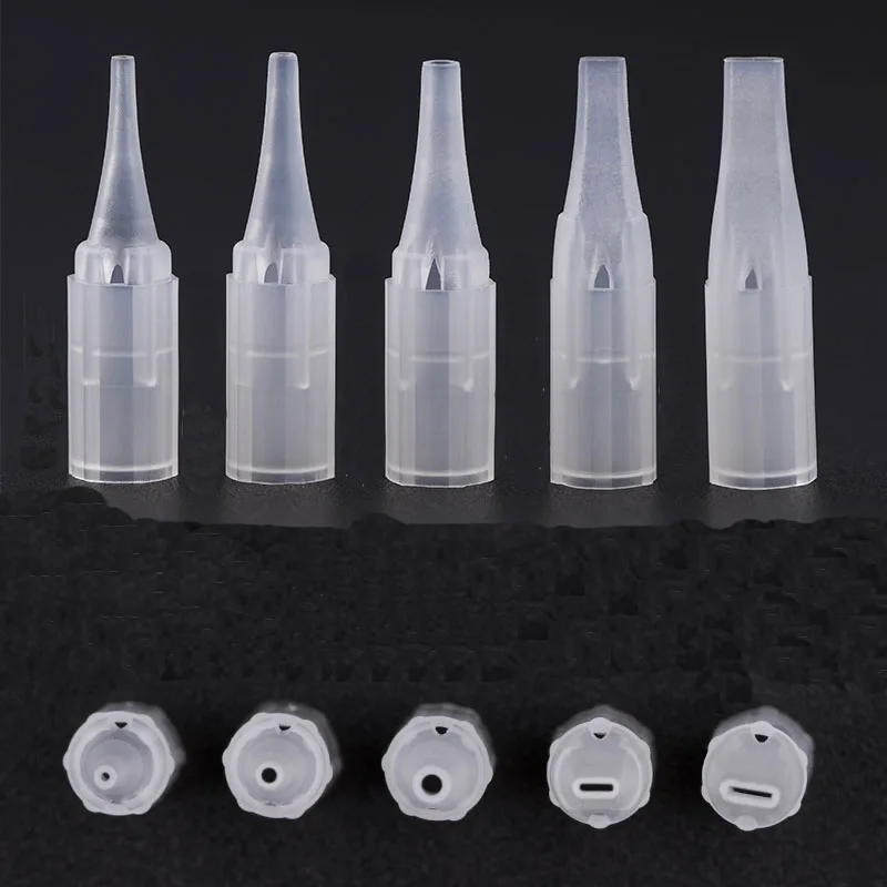 Permanent Makeup Needle Tip Tattoo Nozzle Needle Caps 100Pcs 1RT For Permanent Makeup Eyebrow Lip Tattoo Machine Gun disposable tattoo tips