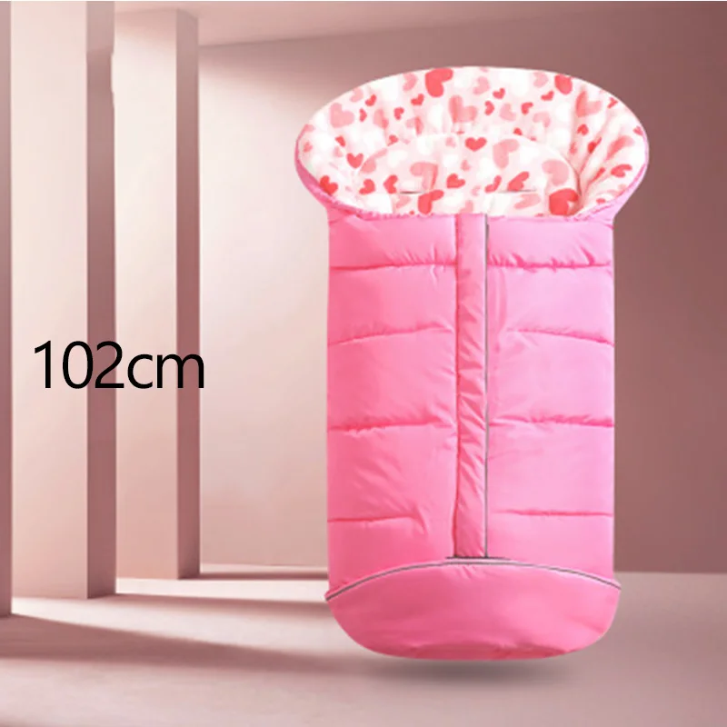 102cm-Pink Детские коляски спальные мешки осень зима толстый теплый Конверт для новорожденных ветрозащитный кокон коляска спальные мешки Лапка - Цвет: 102cm-Pink