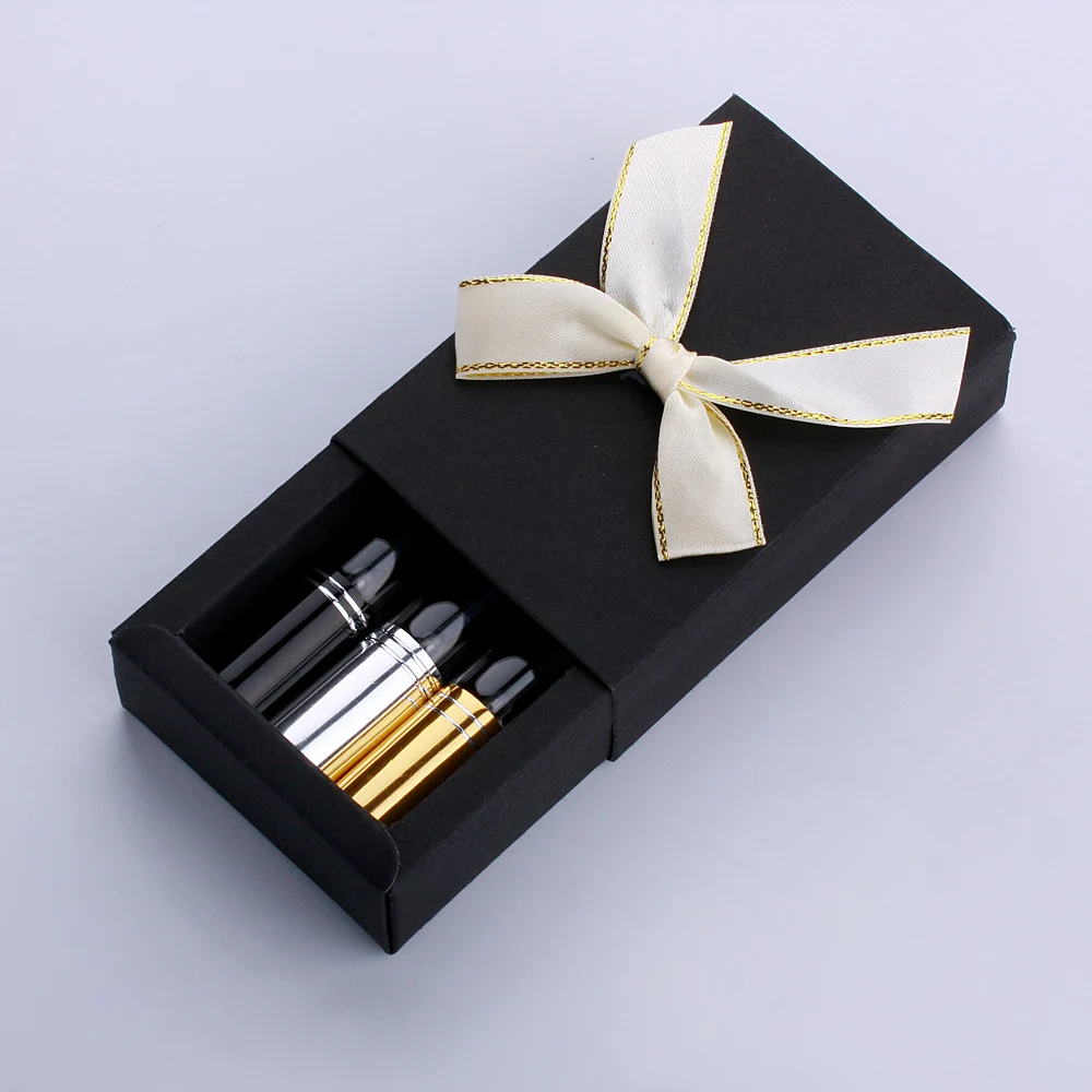 20 Satz/Los 3 in einer Box 10 ml Parfüm-Sprühflasche Aluminium Parfümzerstäuber Probe Geschenk mit Black Box Paket High-End – Detail 10