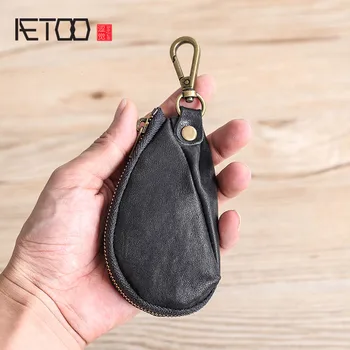 

AETOO Key bag, male leather handmade retro key key bag, personality head leather waist hanging car key bag