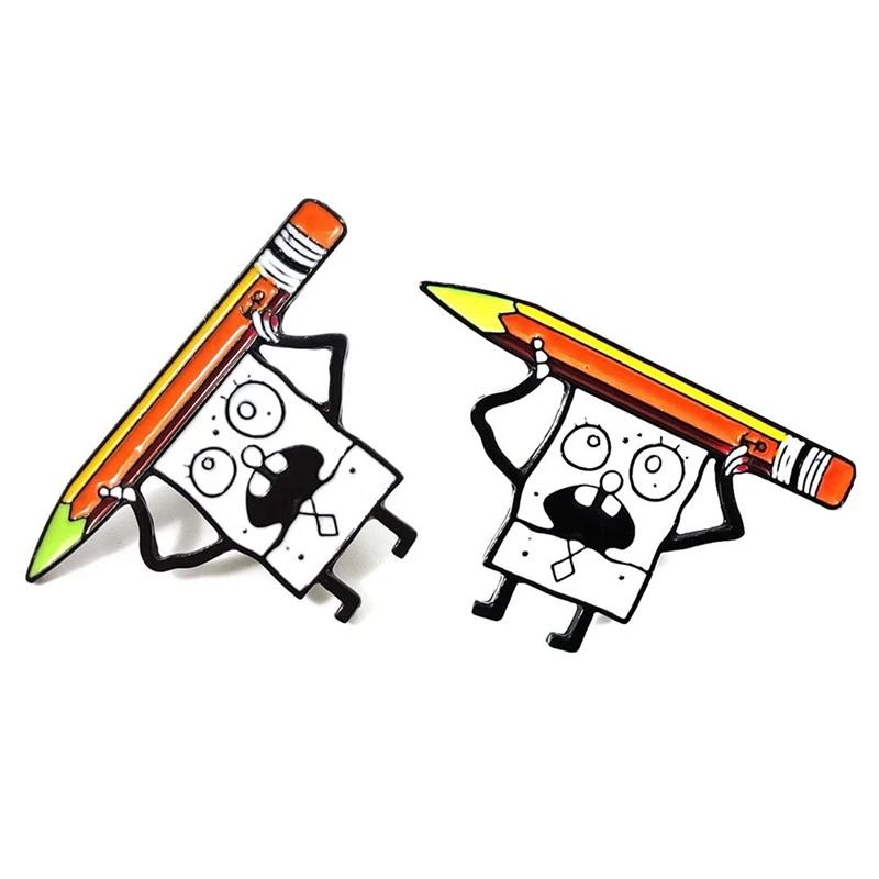Мультфильм Губка Боб и карандаш Броши милый Doodle Губка Боб эмаль шпильки Рюкзак Сумка Одежда Кнопка значок для детей Подарки