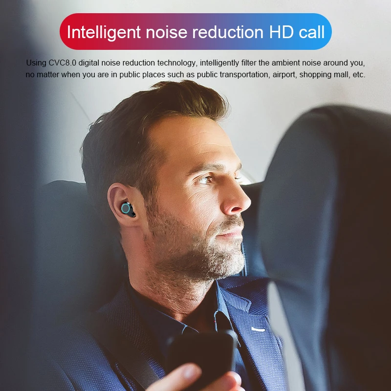  G02 TWS 5.0 Bluetooth Stereo Earphone Wireless IPX7 Waterproof Touch Earbuds Headset 3300mAh LED Sm - 4000082611941