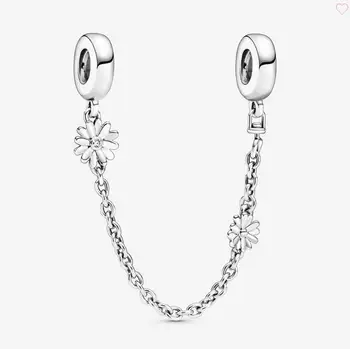 

Original 925 Sterling Silver Charm Daisy Flower Safety Chain Charm Bead Fit Women Pandora Bracelet & Necklace Jewelry
