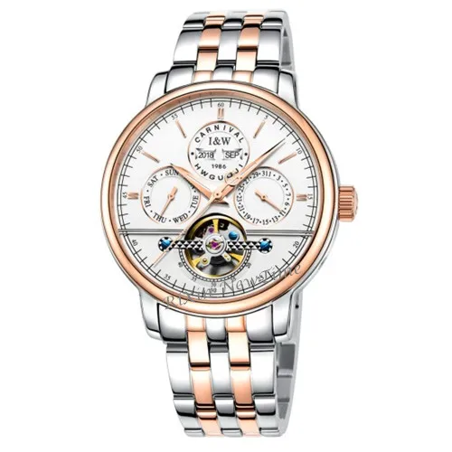 Rose gold W C8646st Турбийон мужские часы швейцарские карнавальные Элитный бренд Водонепроницаемый автоматические механические часы с кожаным ремешком montre homme uhren - Цвет: Rose gold W C8646st
