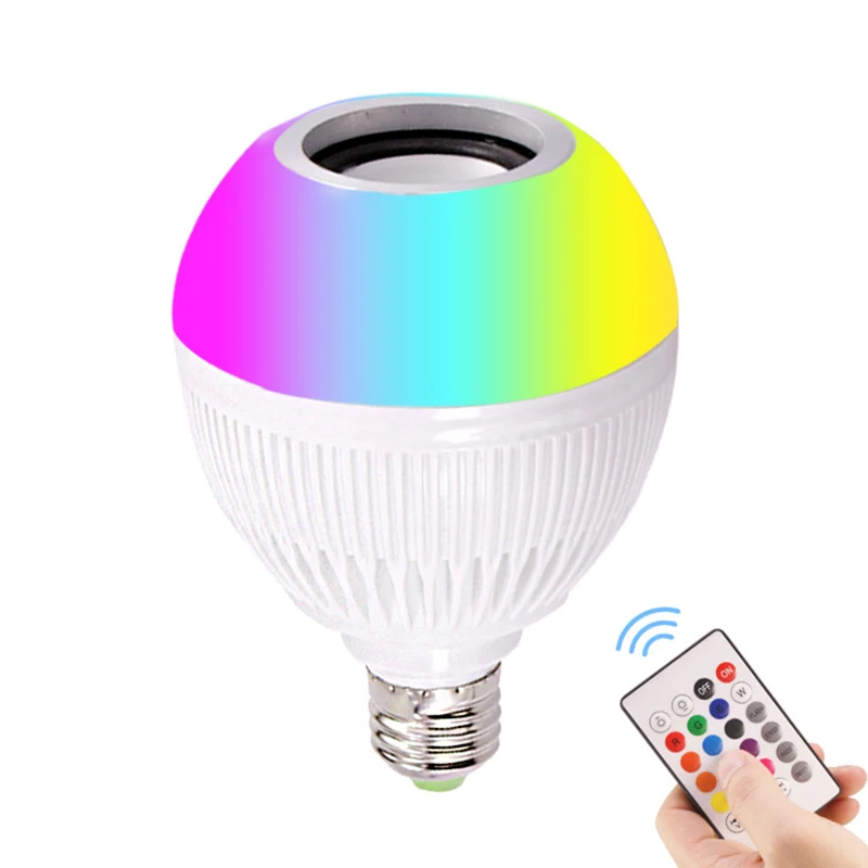Горячая E27 Bluetooth управление умная Музыка Аудио Динамик светодиодный RGB цвет лампа светильник дистанционное управление цвет ful Dis цвет ed Blueto