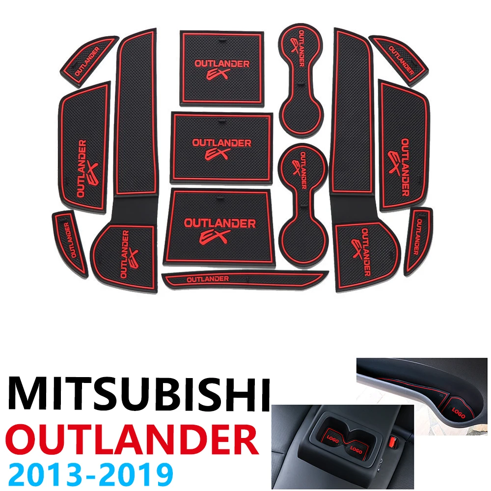 

Anti-Slip Rubber Cup Cushion Door Groove Mat for Mitsubishi Outlander MK3 2013~2019 14Pcs Accessories Car Stickers mat for phone