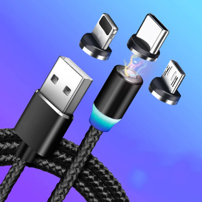 Магнитный кабель для быстрой зарядки Micro-USB Lightning Кабель для магнитного зарядного устройства type C USB кабель для смартфонов и мобильных телефонов USB шнур