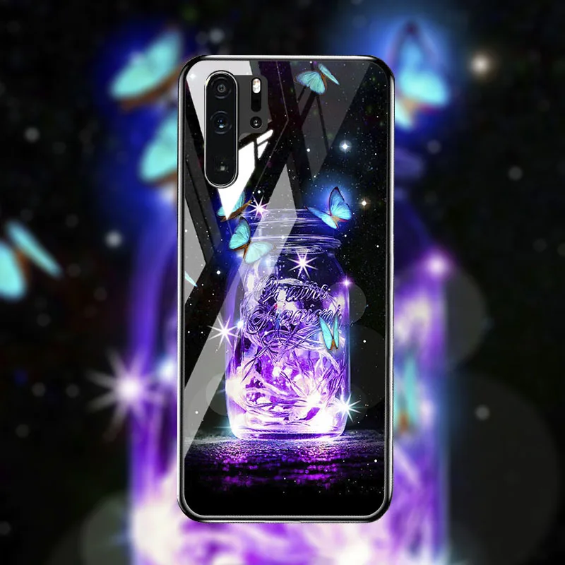 Чехол для телефона из закаленного стекла для huawei P30 P20 pro чехол, стеклянный цветочный для huawei P30 P20 lite P20 lite чехол, задняя крышка