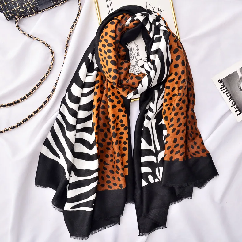 

Western Style Fashion Western Style Air Conditioner Sun-resistant Shawl Spring and Autumn Versatile Animal Zebra-stripe Scarf Po