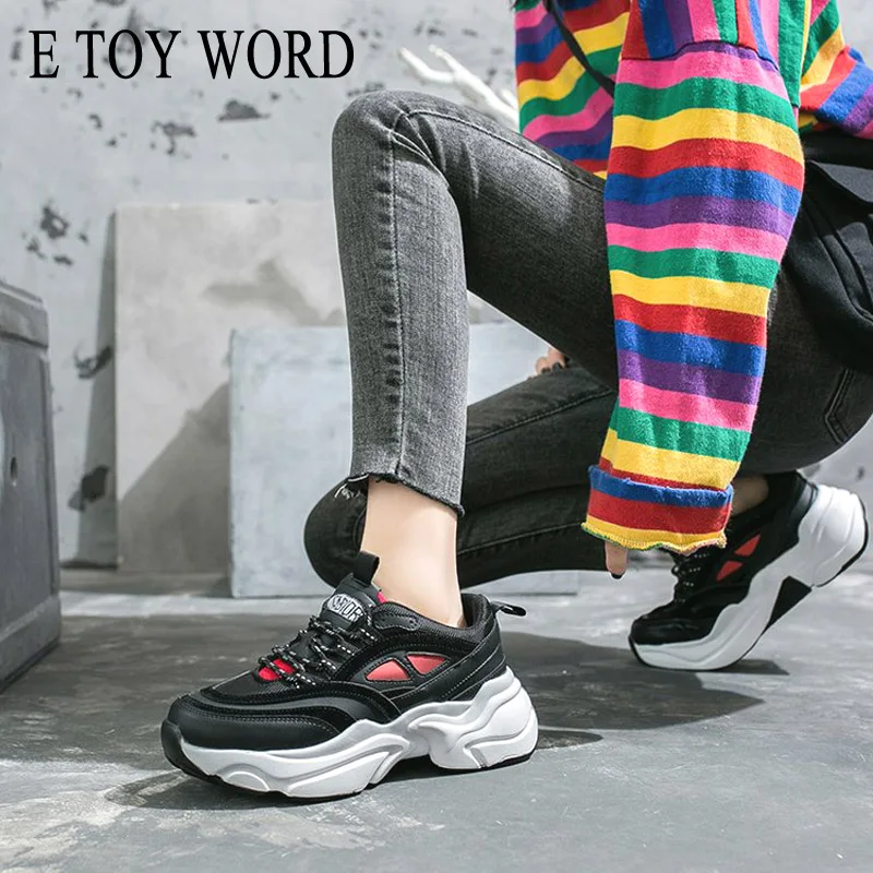 

E TOY WORD height Increased within Ladies Daddy shoes 2020 new spring autumn platform shoes thick bottom sneakers women shoes