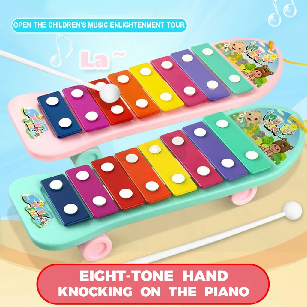 Детские 8 нот ксилофон музыкальные игрушки Развитие нот ручная, ударная фортепиано колесо малыш игра-головоломка Прямая поставка