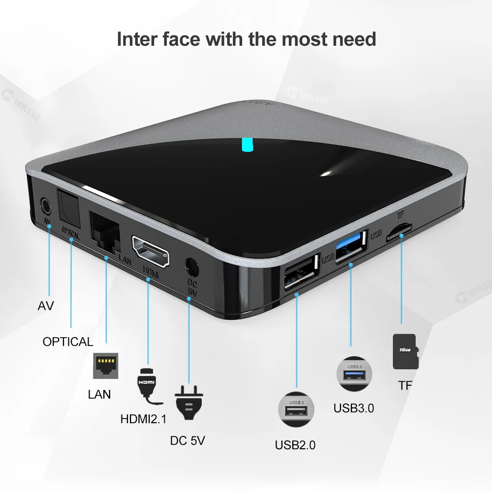  VONTAR 4GB 64GB RGB Light Smart TV Box Android 9.0 A95X F3 Air Amlogic S905X3 Wifi 4K 60fps Netflix