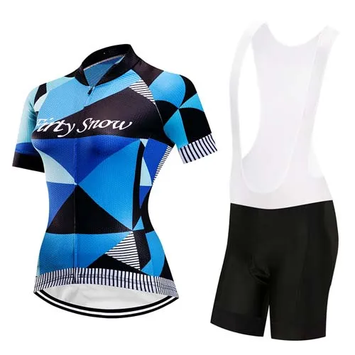 Pro велосипедная одежда Женский комплект Лето короткий рукав велосипед Джерси MTB Одежда для езды на велосипеде Женская Спортивная одежда mallot trisuit kit - Цвет: Jersey and Pants