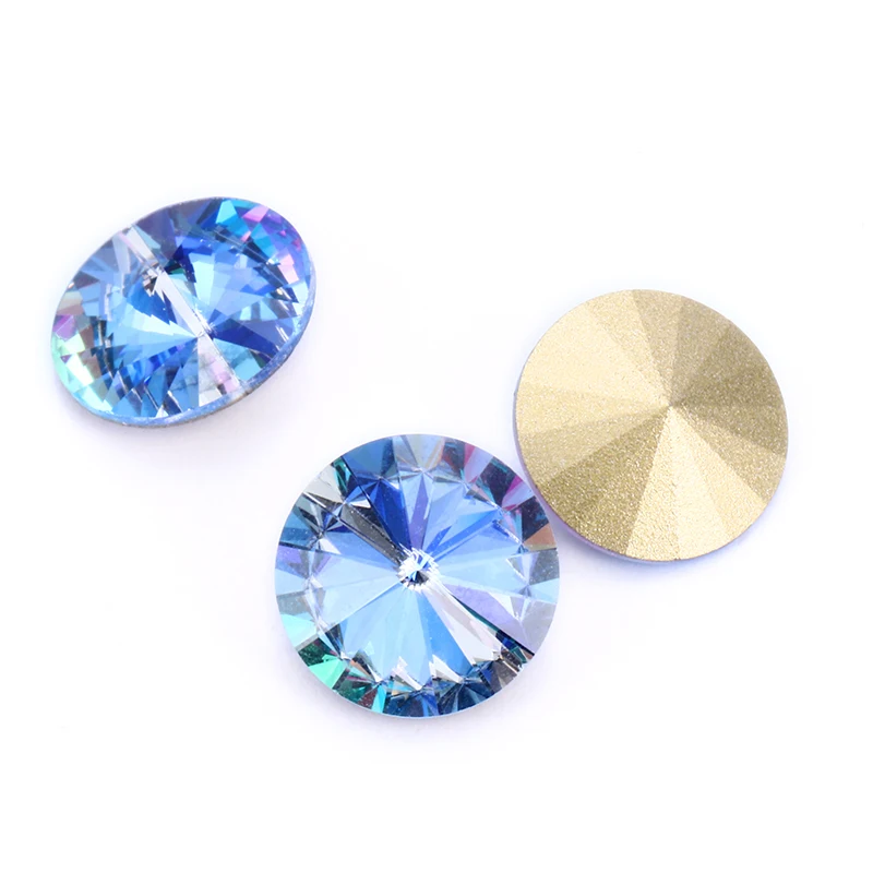 

Sapphire LS Glittery Rivoli K9 Glass Strass Crystal Loose Rhinestone Crafts Glue on Christmas Decoration Clothes Dress Jewelry