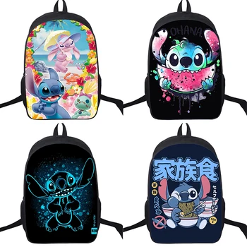 

Casual Kawaii Stitch Print Backpack Double Layer Students School Bags Boys Girls Cartoon Bookbag Teens School Rucksack Gift