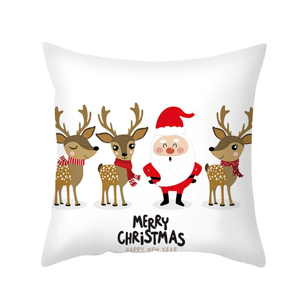 Merry Christmas Pillowcase Decorative Soft Fabric Linen Pillow Case 45*45cm For Living Room Bedroom Sofa Cushion Cover 19OCT15 - Color: D