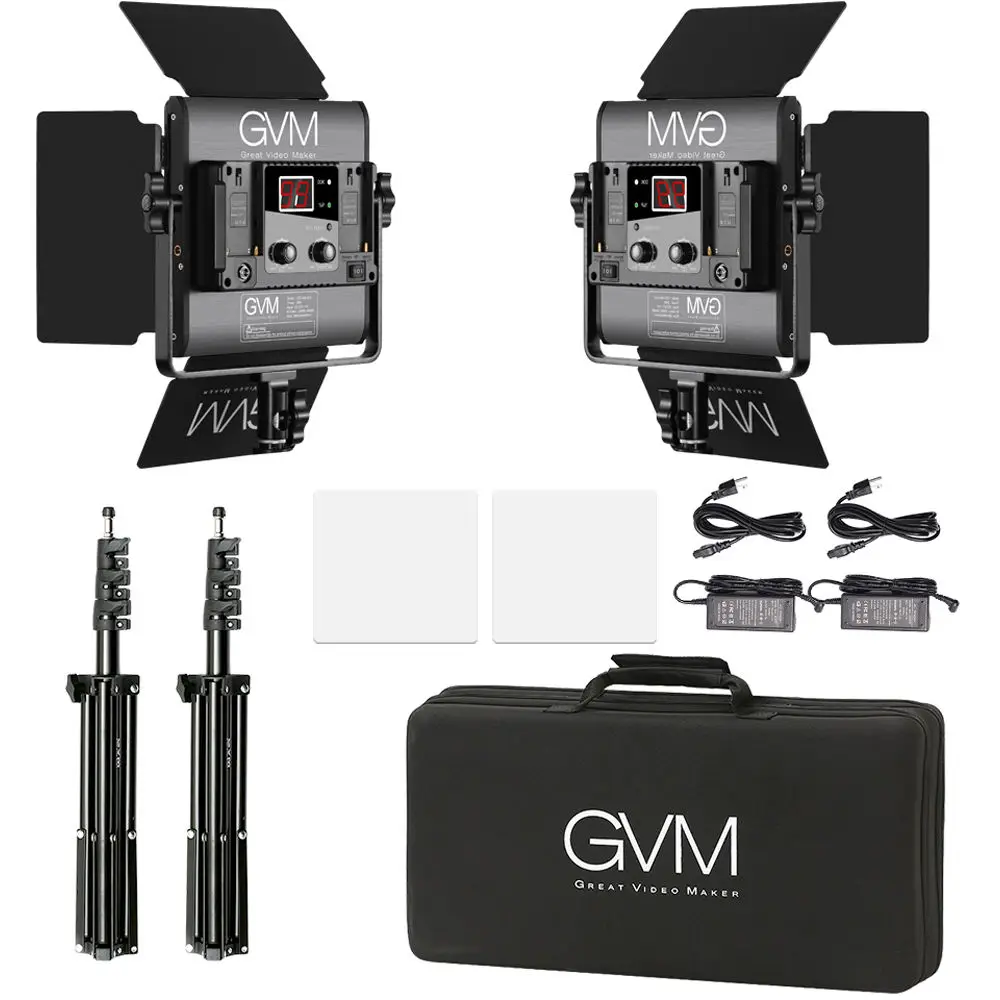 US $239.99 GVM Photography Lighting 800D RGB Studio Video LED Light 2 Sets Light Kit 168 Beads Lamp Panel With Folding Stand Wireless APP