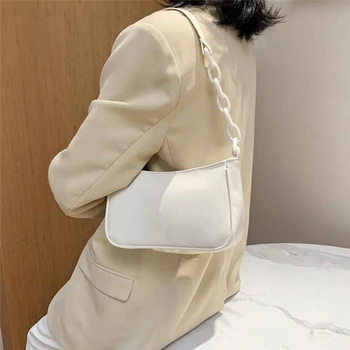 

Women Handbag PU Leather Casual Elegant Chain Simple Shoulder Bag Solid Color Popular Female Daily Bag Fashion Party Daily Bag