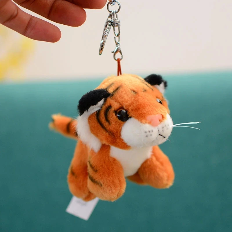 thumbnail image 1 of 11 cm de la vida real lindo tigre leopardo peluche colgante juguetes peluche bosque animal muñeca llaveros niños dibujos animados regalo de cumpleaños, 1 of 5