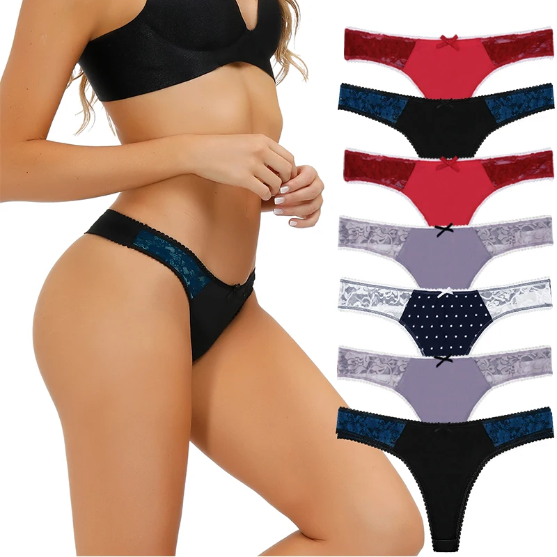 Женские стринги 7 шт. прозрачные трусики с низкой посадкой сзади эластичное