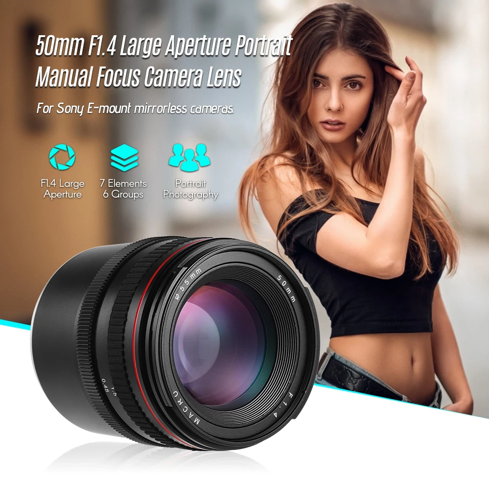 50 мм f/1,4 Большая диафрагма портрет ручной фокус объектив камеры с низкой дисперсией для sony E Mount A5100 A5000 A3500 ILDC камера s