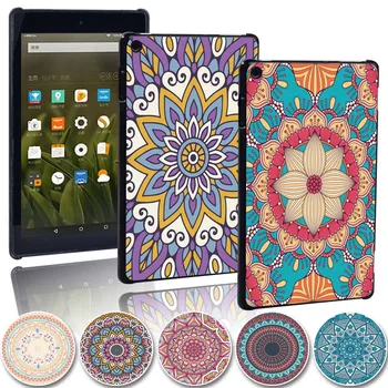 

Printed Mandala Tablet Shell Cover Case for Amazon Fire 7/ HD 8/HD 10 with Alexa -Scratch Resistant Tablet Case + Free Stylus