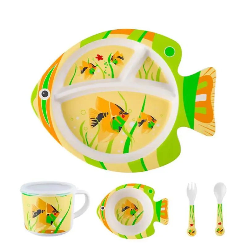 Экологичные здоровые бамбуковые волокна Детские тарелки детские столовые приборы набор посуды креативная миска для кормления разделение - Цвет: 6