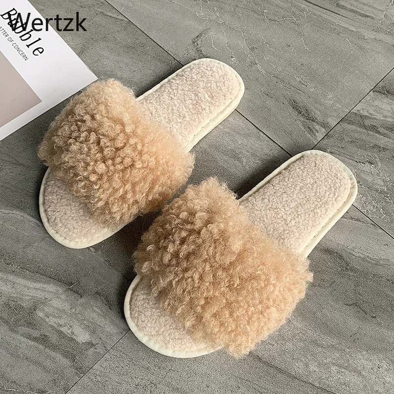 

Sexy Slippers Women Soft Square Toe Faux Fur Slides Winter Furry Slippers Casual Fashion Non-Slip Warm Flat Slippers A928