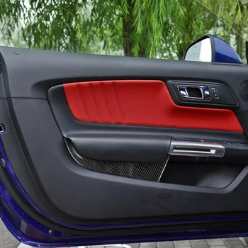 

Fit For Ford Mustang 15-19 Carbon Fiber Front Car Door Panel Cover Stickers Trim