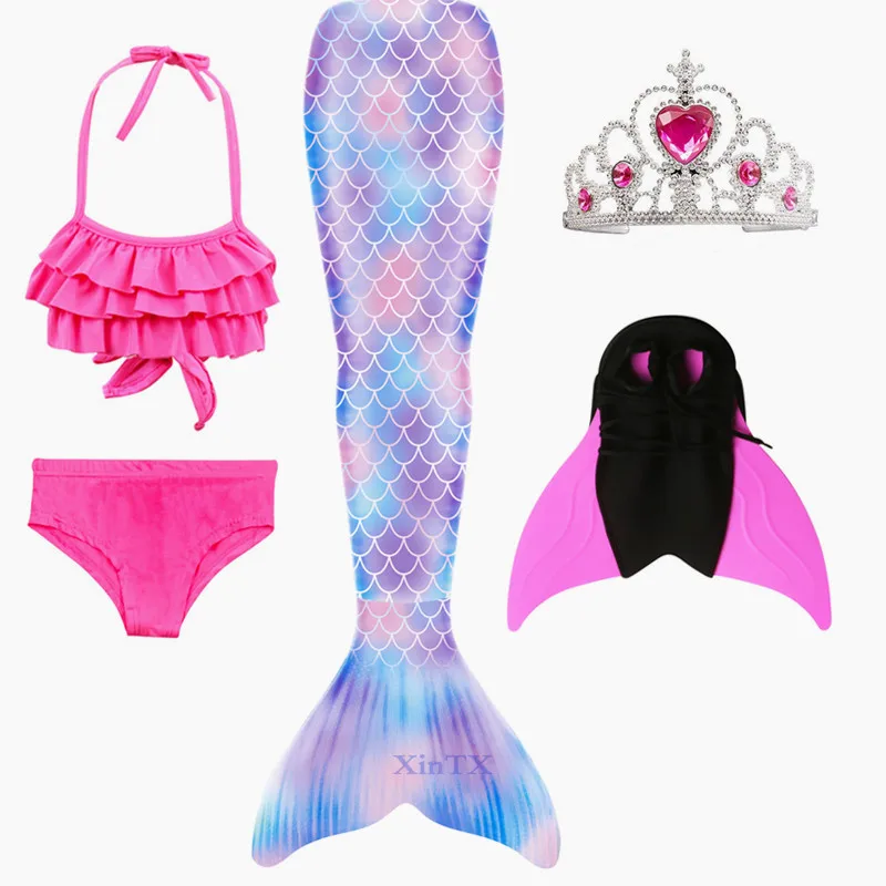 5pcs as picture show Лидер продаж года; детский купальный костюм с хвостом русалки и плавником для девочек; купальный костюм-бикини; Платье Для Девочек С флиппером; монофиновый купальник - Цвет: 5pcs as picture show