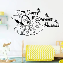 Cartoon Disney Minnie Mouse Sweet Dreams Vinyl Wall Sticker For Home Decor Kids Room Decoration Nursery Baby Mural Art Wallpaper