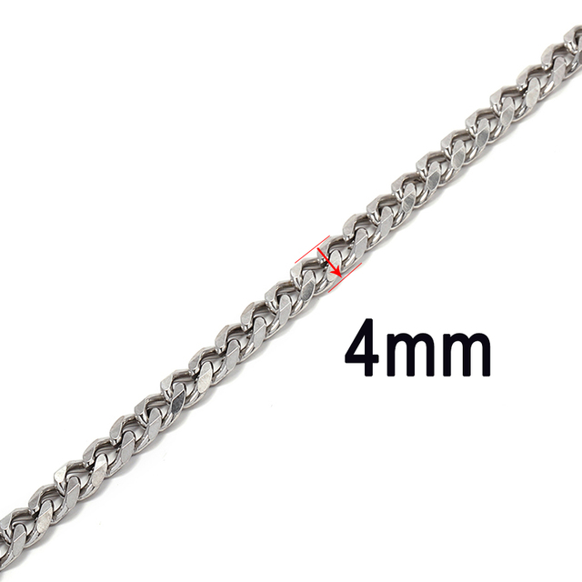 meter 304 Stainless Steel Cuban Chain 2-7mm Thick Flat Bulk Chain DIY Punk Necklace Hiphop Bracelet Jewelry Making Accessories