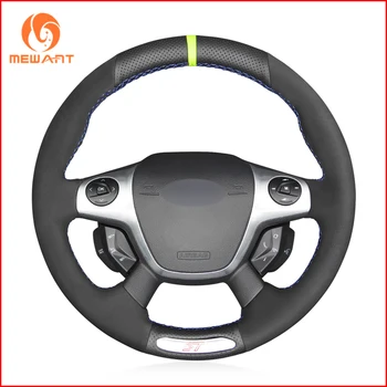 

MEWANT Black Genuine Leather Suede Steering Wheel Covers for Ford Focus 3 ST 2012 2013 2014 Focus ST Accessories
