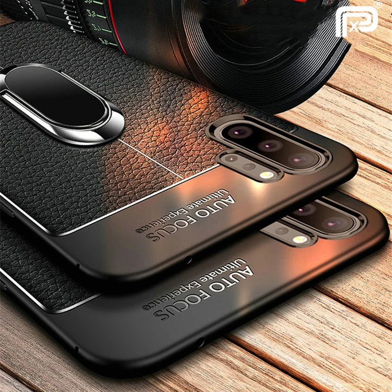

For Samsung Galaxy Note 10 Plus S10 5G S9 S8 Plus S10e Note 9 Case Leather Texture Soft Silicone Cover Magnetic Ring Holder