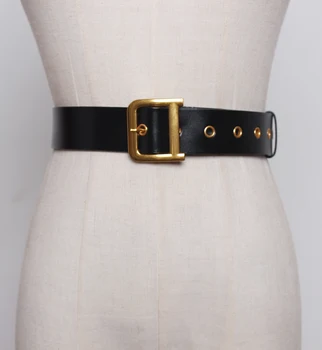 

2019 Luxury Designer Genuine Leather Belts Metal D Buckle Belts Women Girls Retro Vintage LargeWaist Belt For Jeans Black Red