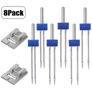 

6pack Twin Needle Crochet Hook Set Double Needle With 2 Pcs 9 Groove Pintuck Presser Foot By Howrin Knitting Needles