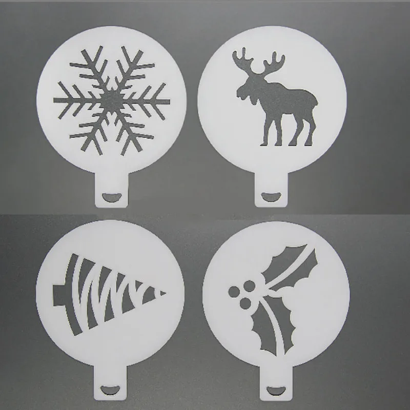 Description Picture 6 of item4pcs Coffee Stencils Milk Fancy Printing Model Barista Cappuccino Cafe Foam Spray Template  Powdered Sieve Decoration Tools