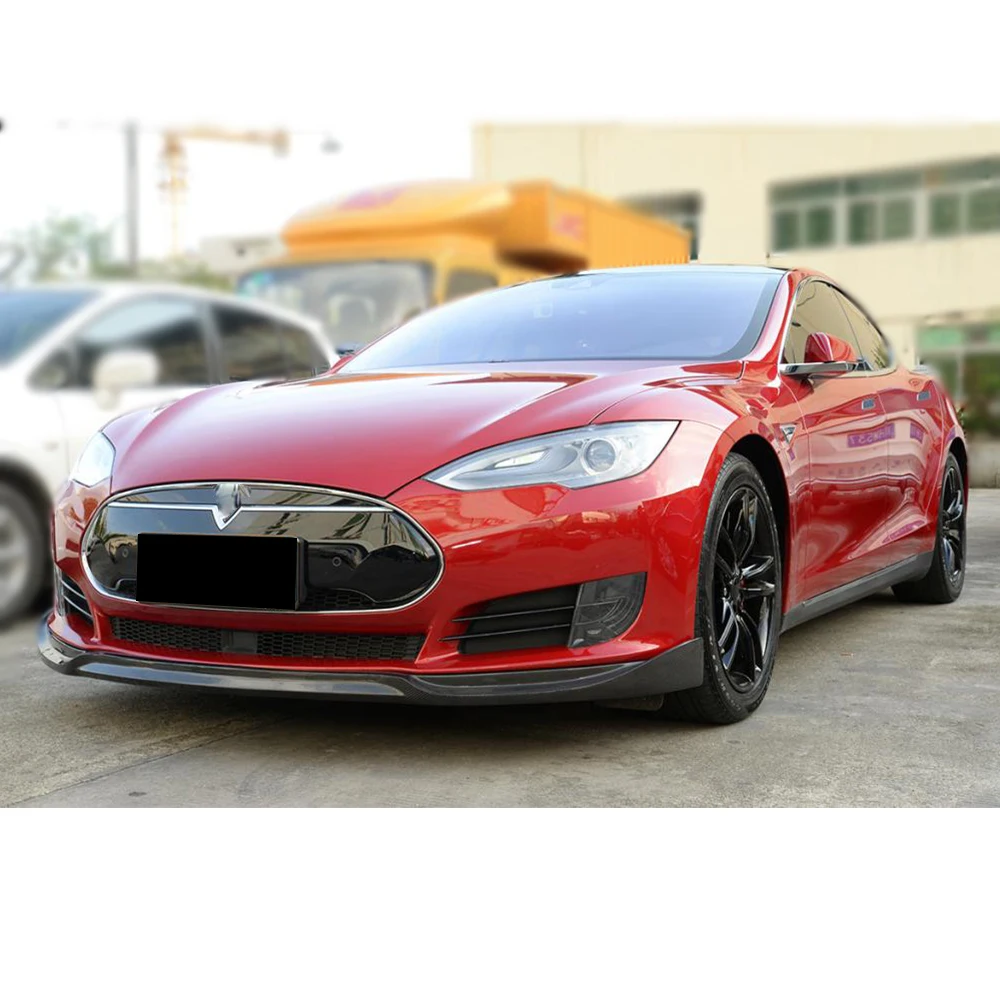 Углеродное волокно передний бампер губы сплиттеры для Tesla модель S Седан 4 двери 2012- бампер Защита