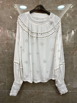 

2020 Spring And Autumn New Style WOMEN'S Versatile Loose-Fit Shell Beads Tops 0320