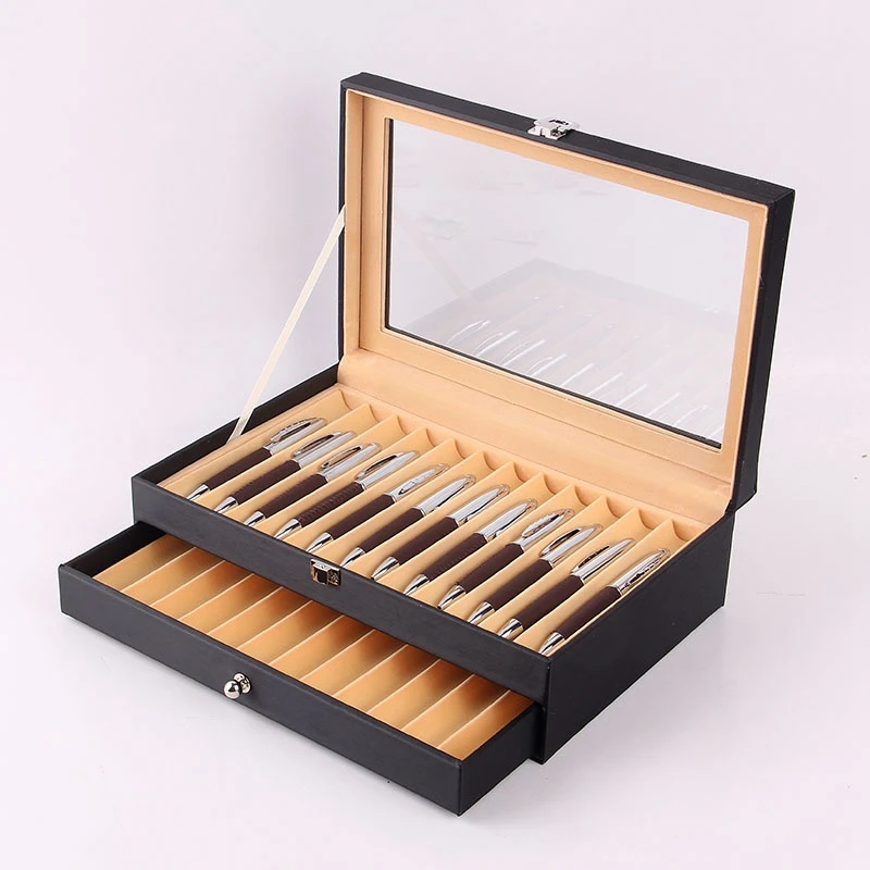 Wooden Fountain Pen Display Case Organizer Storage Gifts Box Desktop Decor Case 