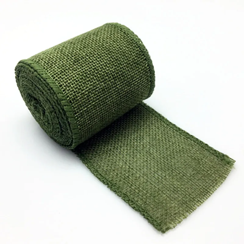 Nastro 2 Rotoli di Juta 5 cm di Larghezza, 10 Metri, Tela di Iuta Vintage Artigianato hessiano, Natale, Ghirlanda Autunnale, Verde n. 2